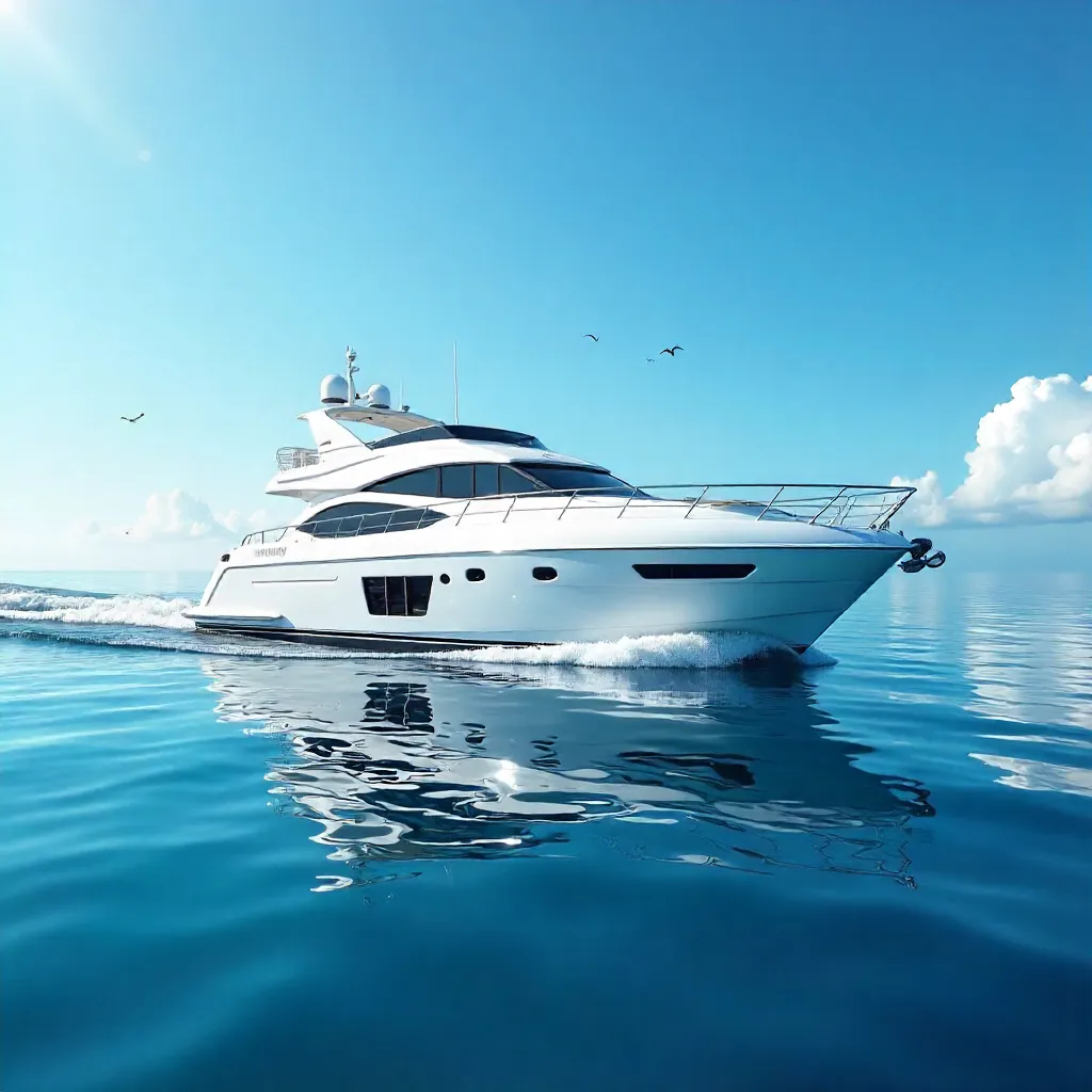 Tranquil Yacht Sailing on a Glassy Blue Ocean