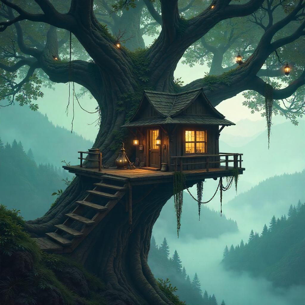 Fogbound Treehouse in Mist: Concept Art