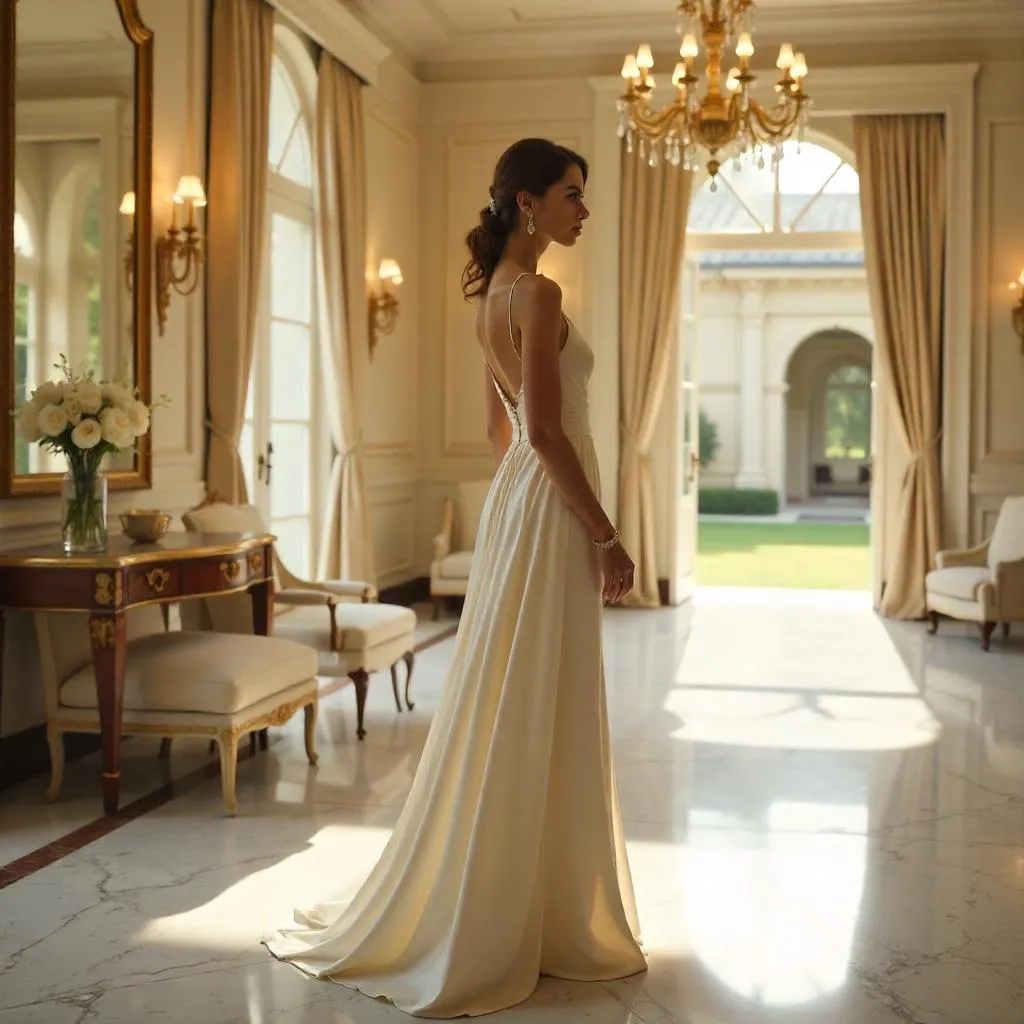 Elegant White Woman in a Luxurious Villa