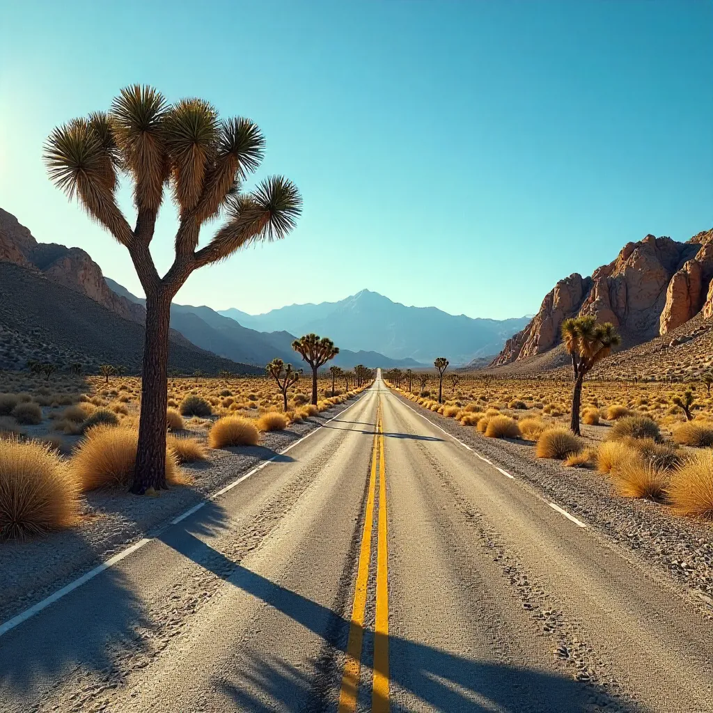 Desert Highway Through Joshua Tree National Park