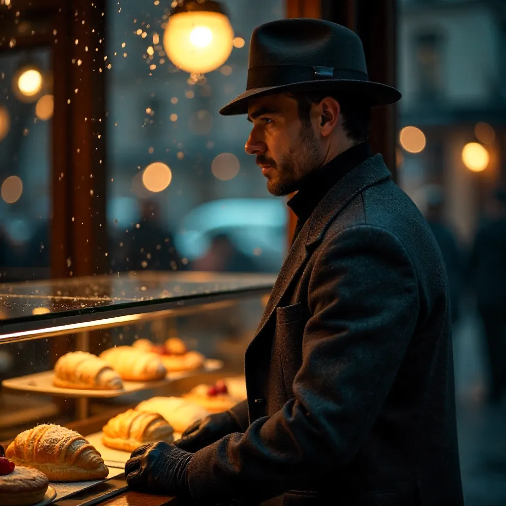 Reflection of a Stylish Man at the Pastry Counter