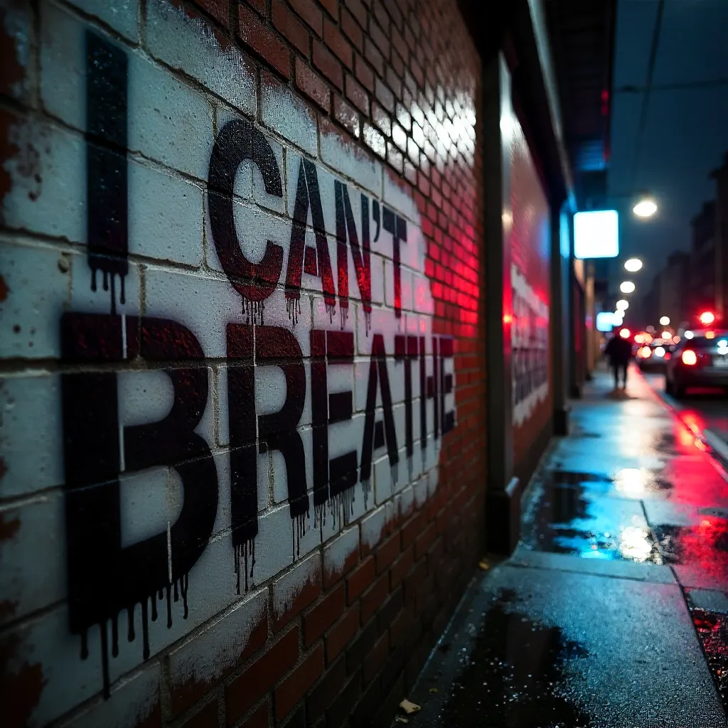 I Can't Breathe Graffiti Protest on Brick Wall