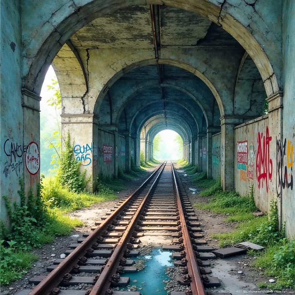 Watercolor Ruins in a Subterranean Station