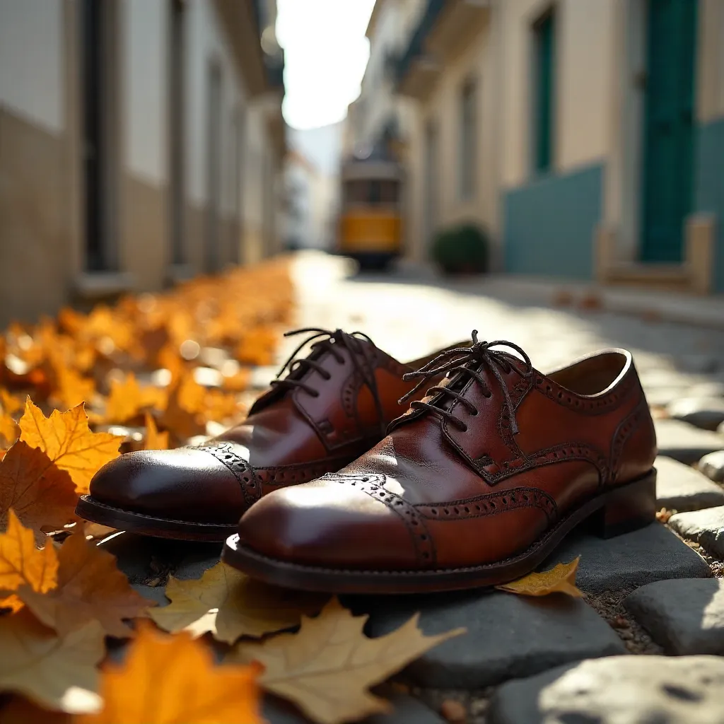Vintage Leather Shoes on Lisbon's Cobblestones