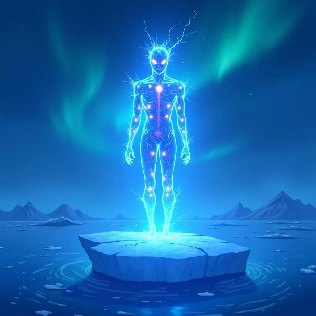 Icebound Energy: Anime Being on an Iceberg