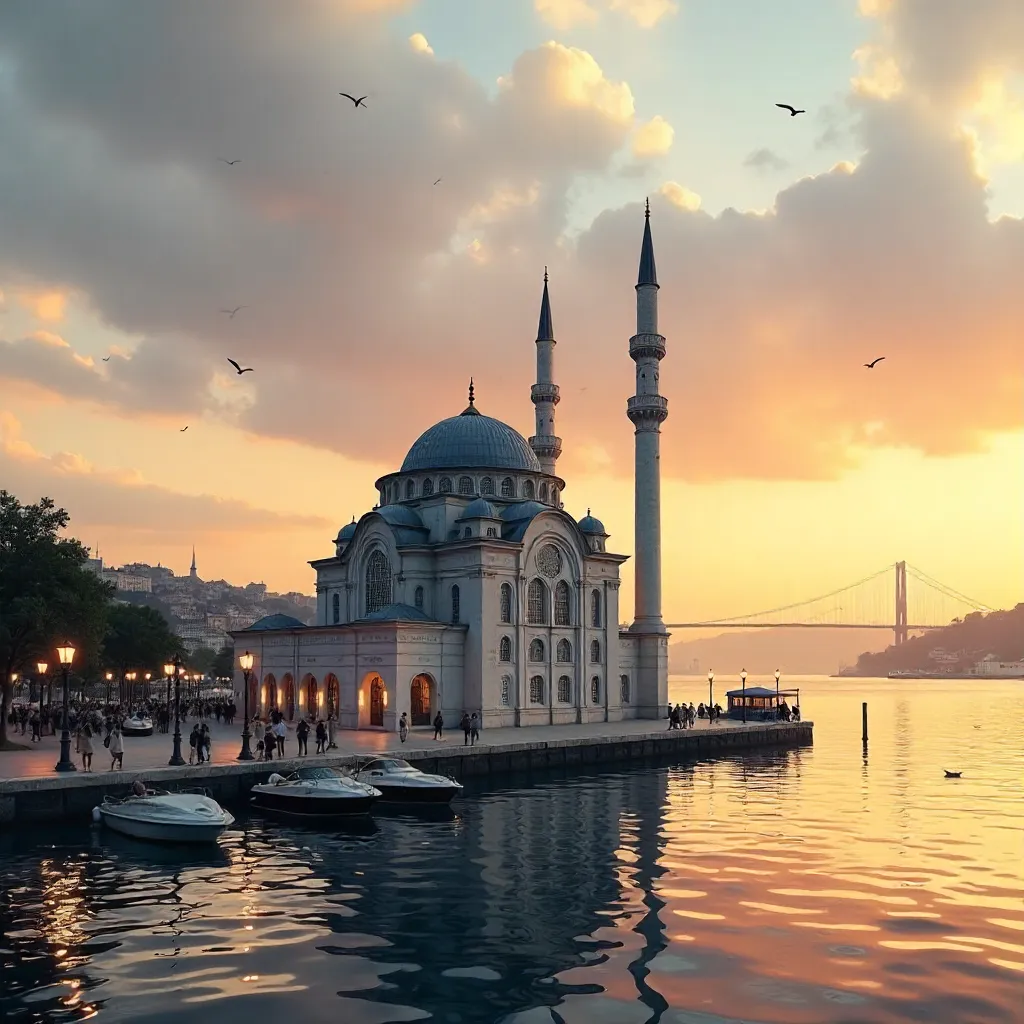 Ortaköy Mosque by the Bosphorus with the Bosphorus Bridge