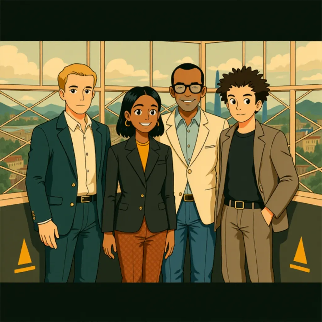 Djimon Hounsou, Alex Wolff, Lupita Nyong'o, and Joseph Quinn at an event for A Quiet Place: Day One (2024) - Ghibli style