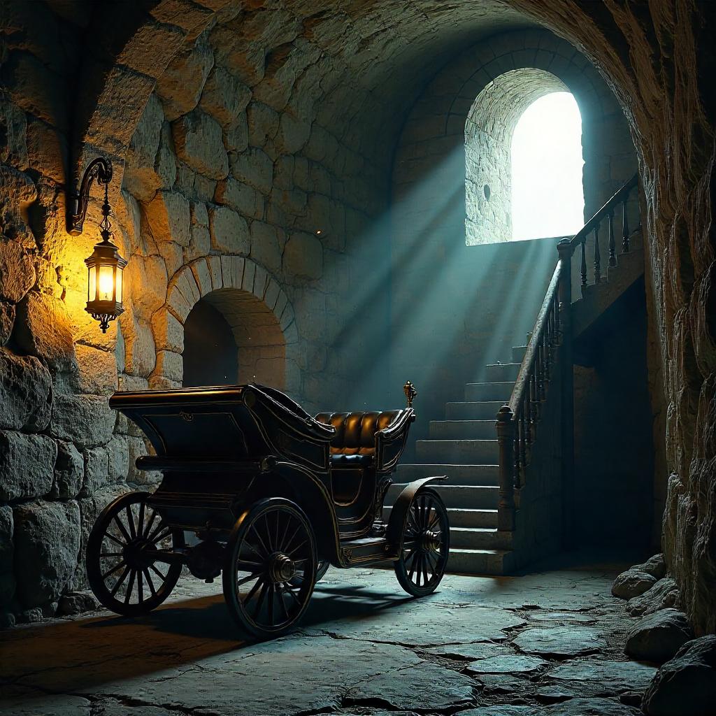Photorealistic Carriage Inside a Stone Tower