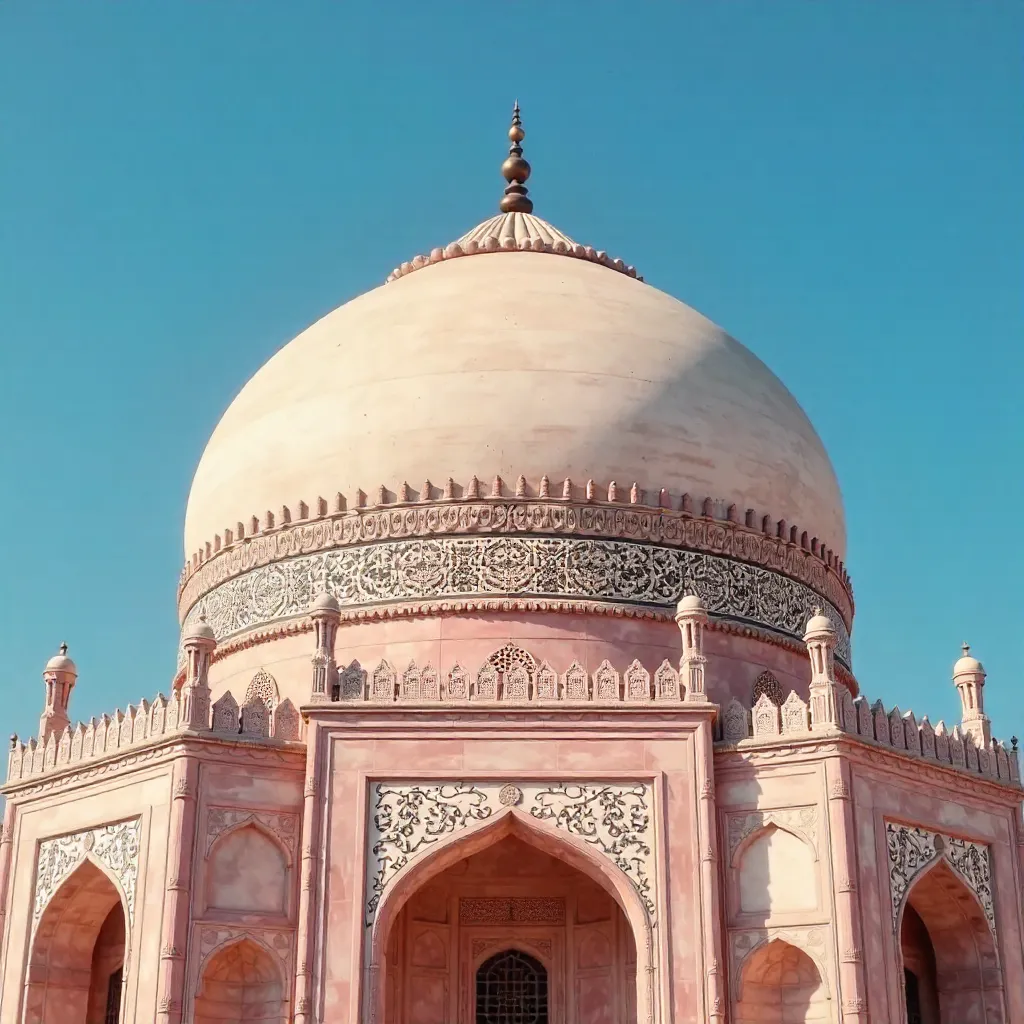 Historic Pink and White Dome Against Clear Blue Sky