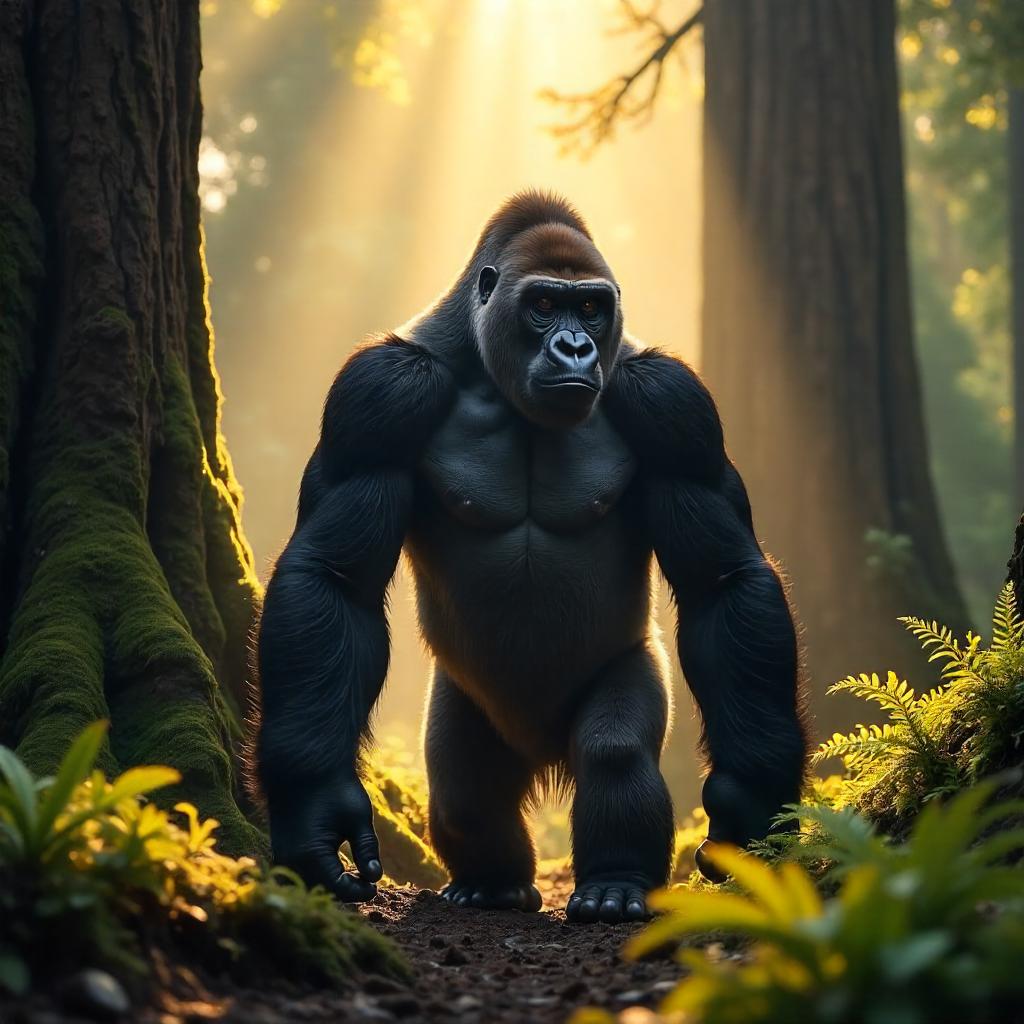 Gorilla in the Redwoods — Photorealistic Scene