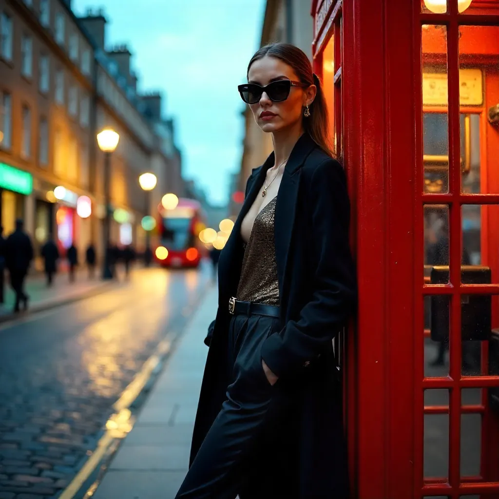 London Style: Model by Red Phone Booth
