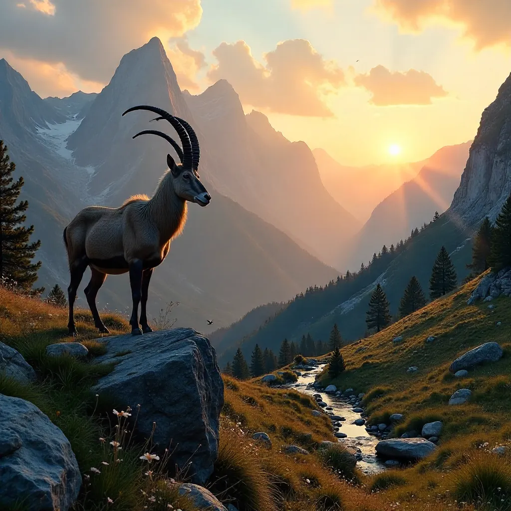 Sunset over Picos de Europa: Ibex at Dusk
