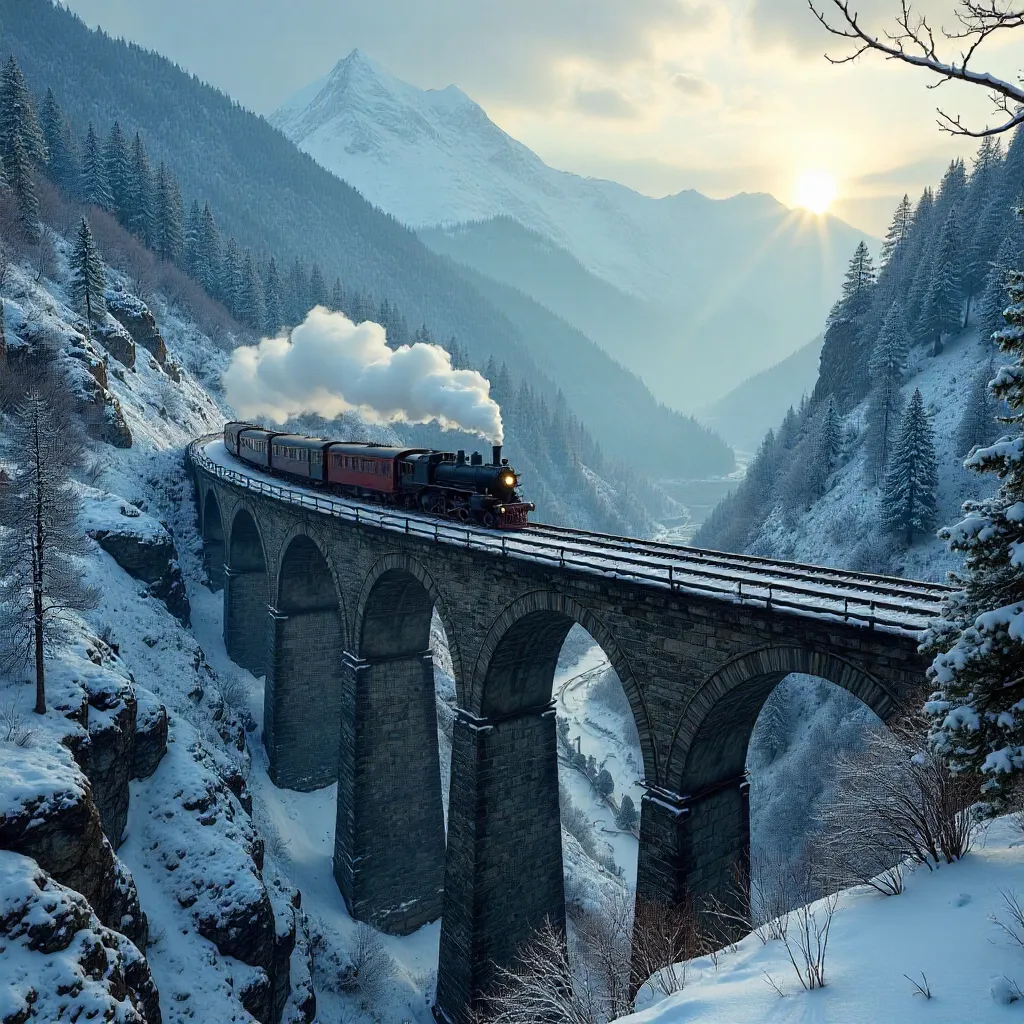 Snowbound Semmering Viaduct Over Niederösterreich