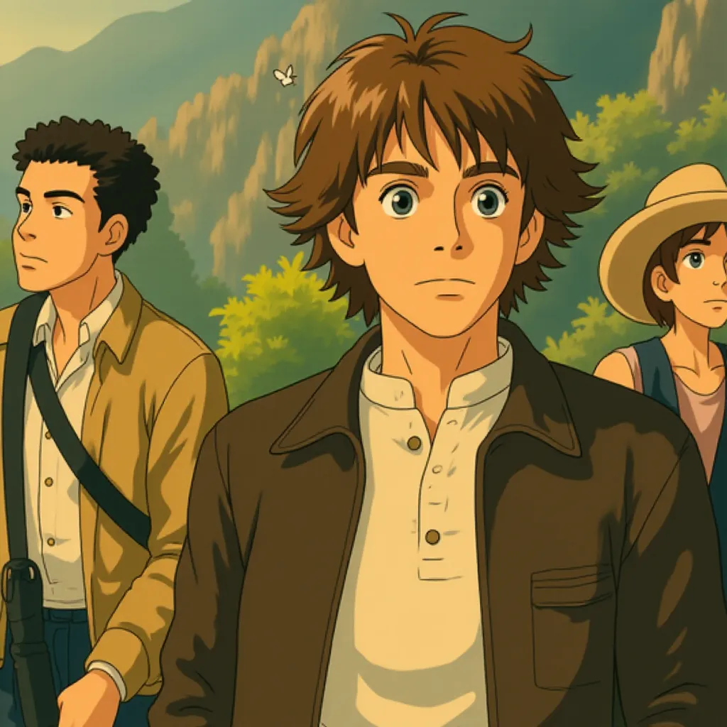 Tom Cruise, Simon Pegg, Hayley Atwell, Pom Klementieff, and Greg Tarzan Davis in Mission: Impossible - The Final Reckoning (2025) - Ghibli style