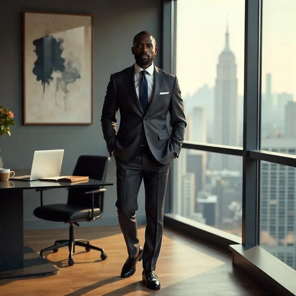 Elegant Black Man in a Modern Office