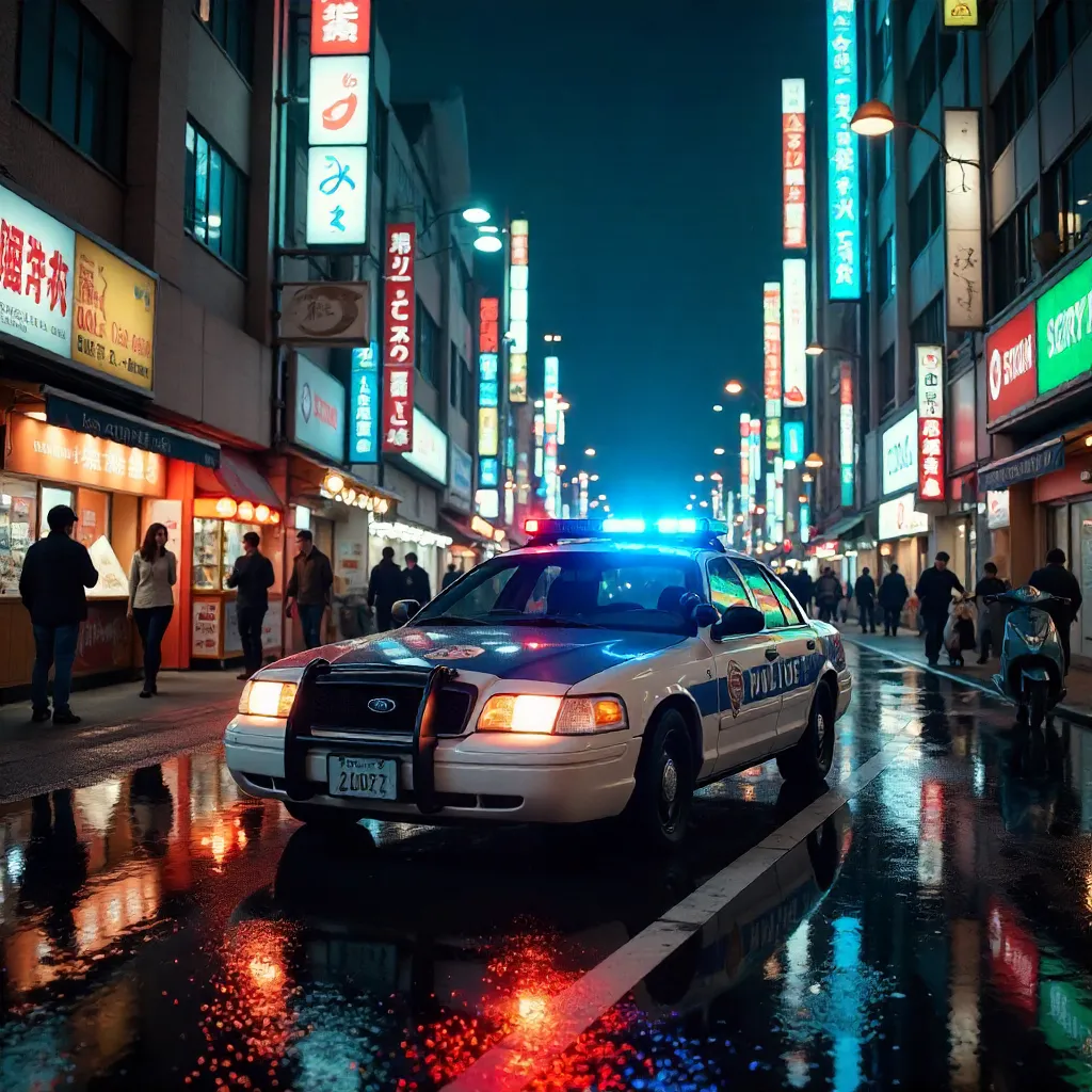 Tokyo Night Police Car: Neon Streets of Safety