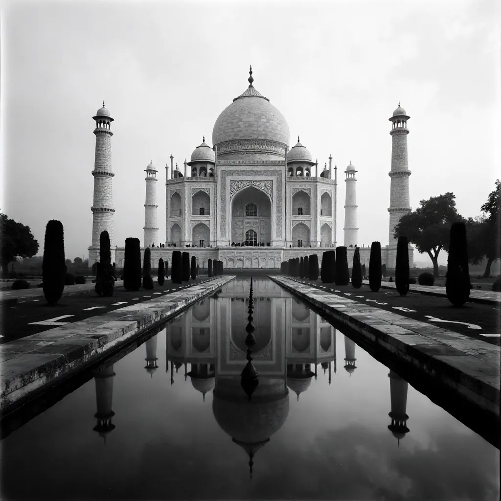 Timeless Black & White Taj Mahal at Dawn