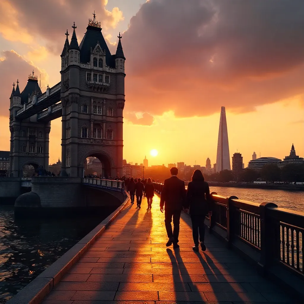 Sunset Silhouettes on Tower Bridge – London Skyline