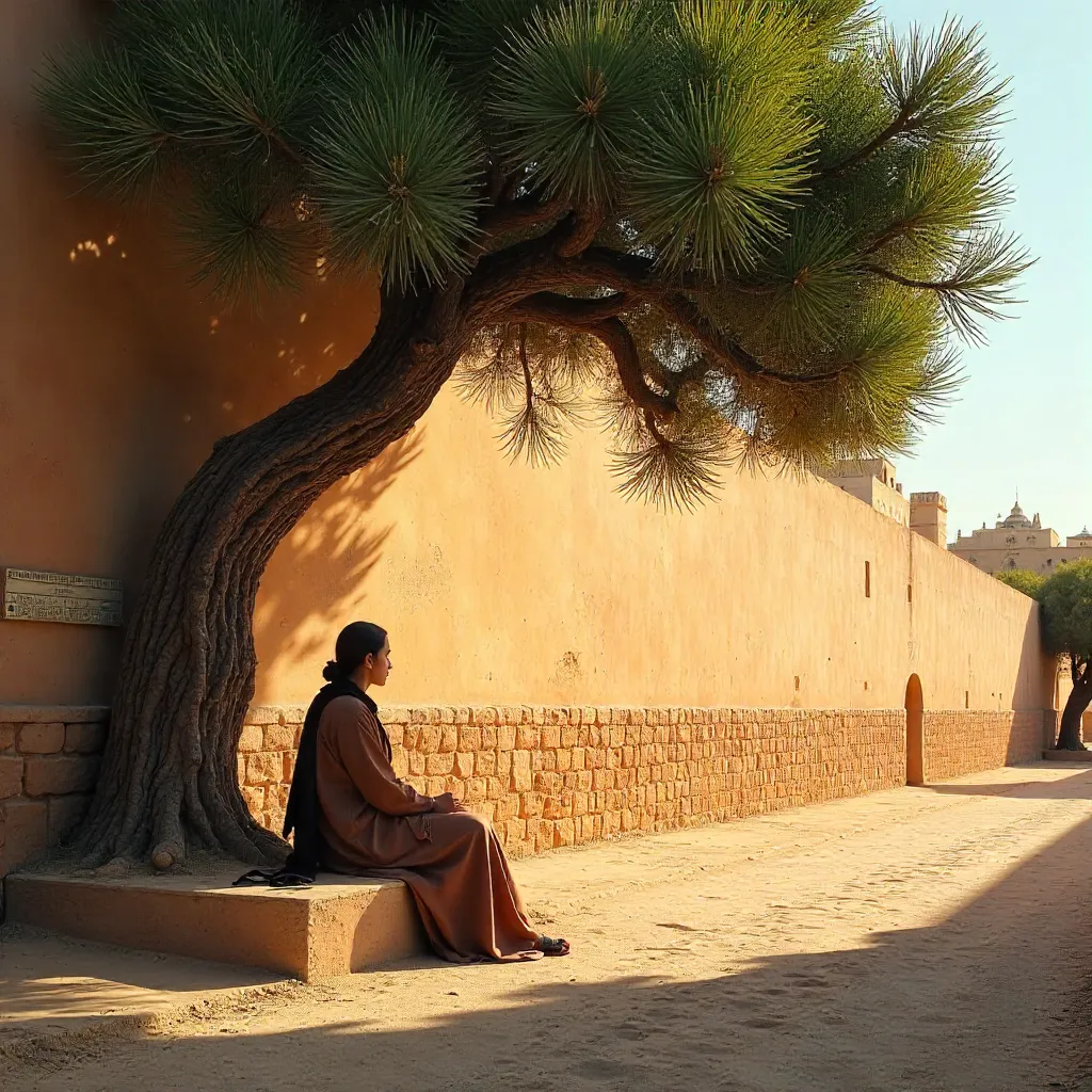A Lone Figure Sits Under Rabat's Ancient Wall