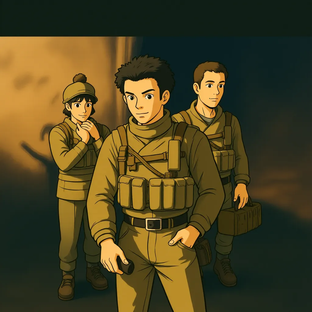 Josh Brolin, Dylan Kenin, and Michael Fletcher in Sicario (2015) - Anime style