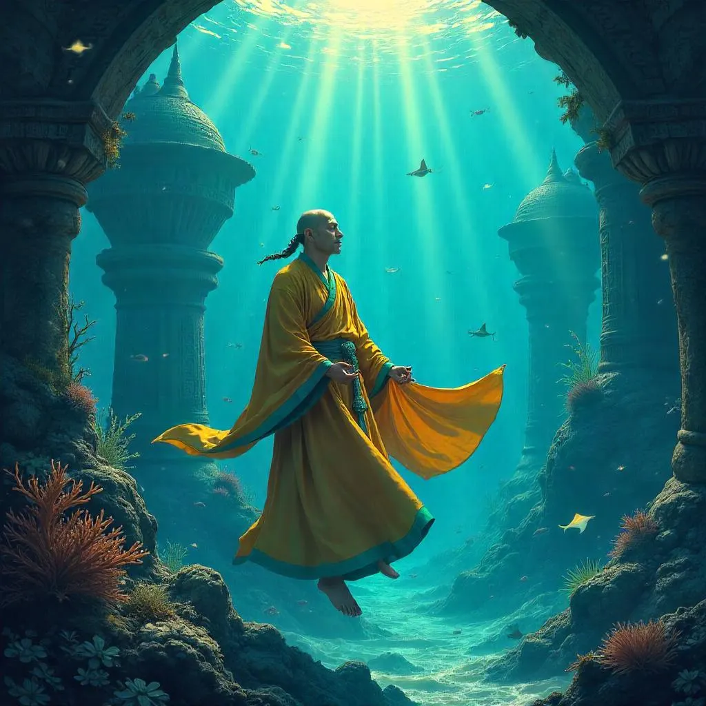 Atlantean Monk in an Anime Underwater City