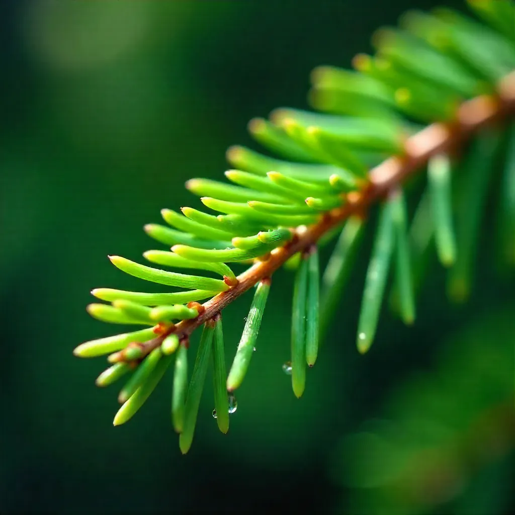 Macro Spruce Branch with Lush Outdoor Needles