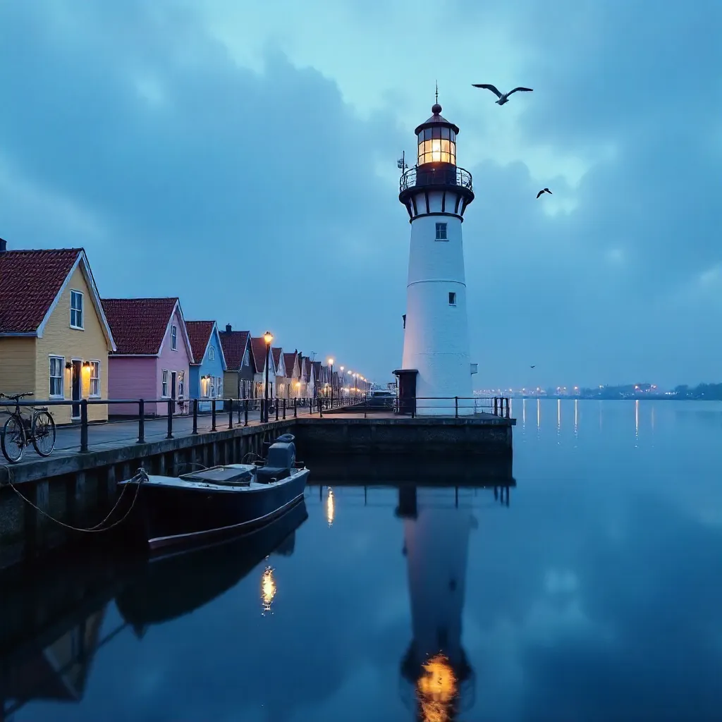 Blue Hour Lighthouse at Marken Harbor