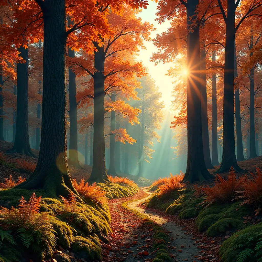 Autumn Symphony: Tall Trees in a Golden Forest