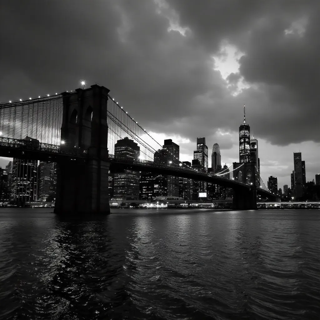 Noir Skyline: The Bridge Over the City