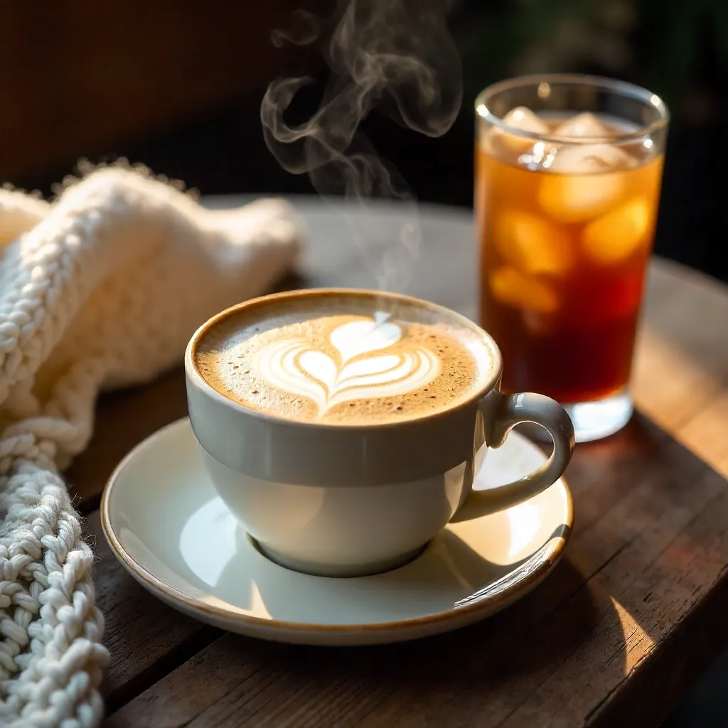 Cozy Latte Art on a Rustic Wooden Table