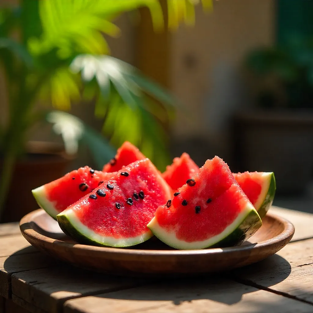 Sunlit Nigerian Watermelon Slice Still Life