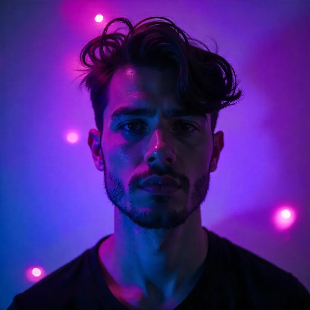Neon Blur Portrait in Purple and Blue