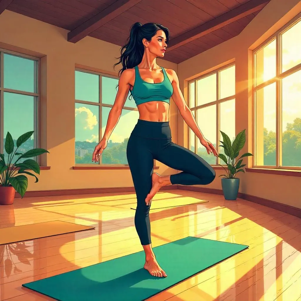 Comic-Book Yoga Studio Pose