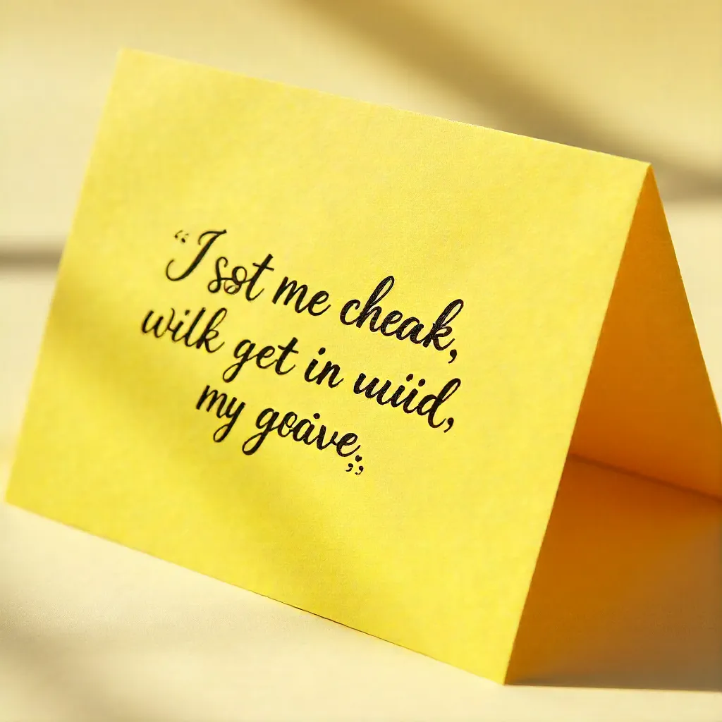 Sunny Yellow Card with Inspirational Handwritten Quote