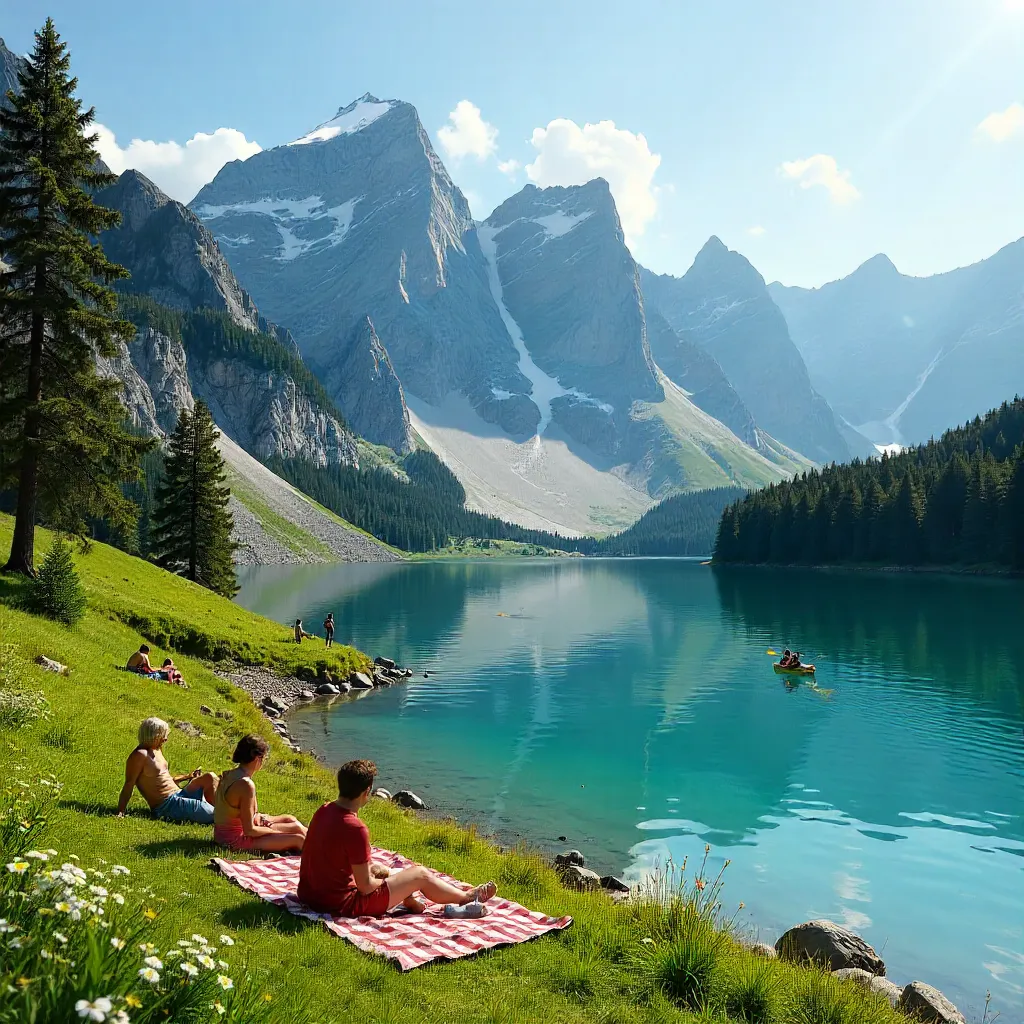 Majestic Dolomites Lake, Tyrolean Summer Day