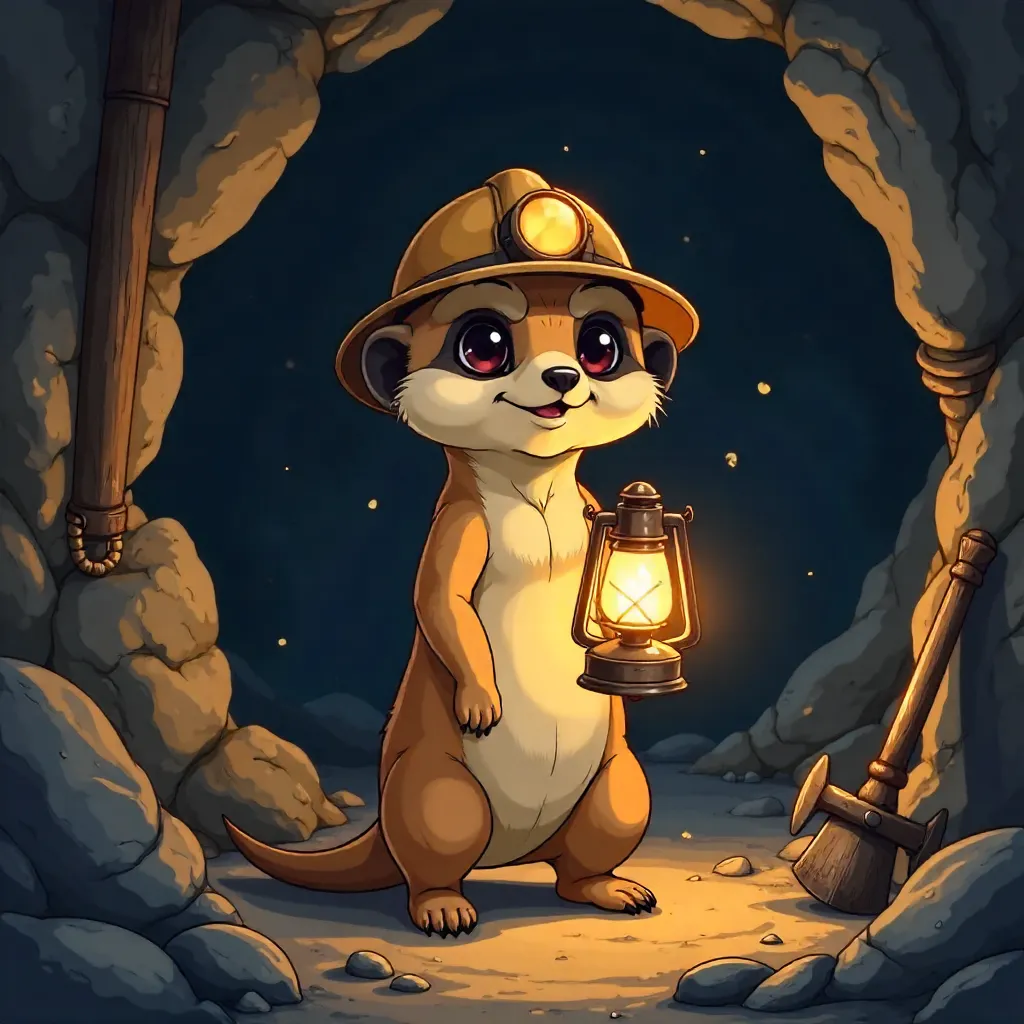Anime Meerkat Miner in a Dim Mine