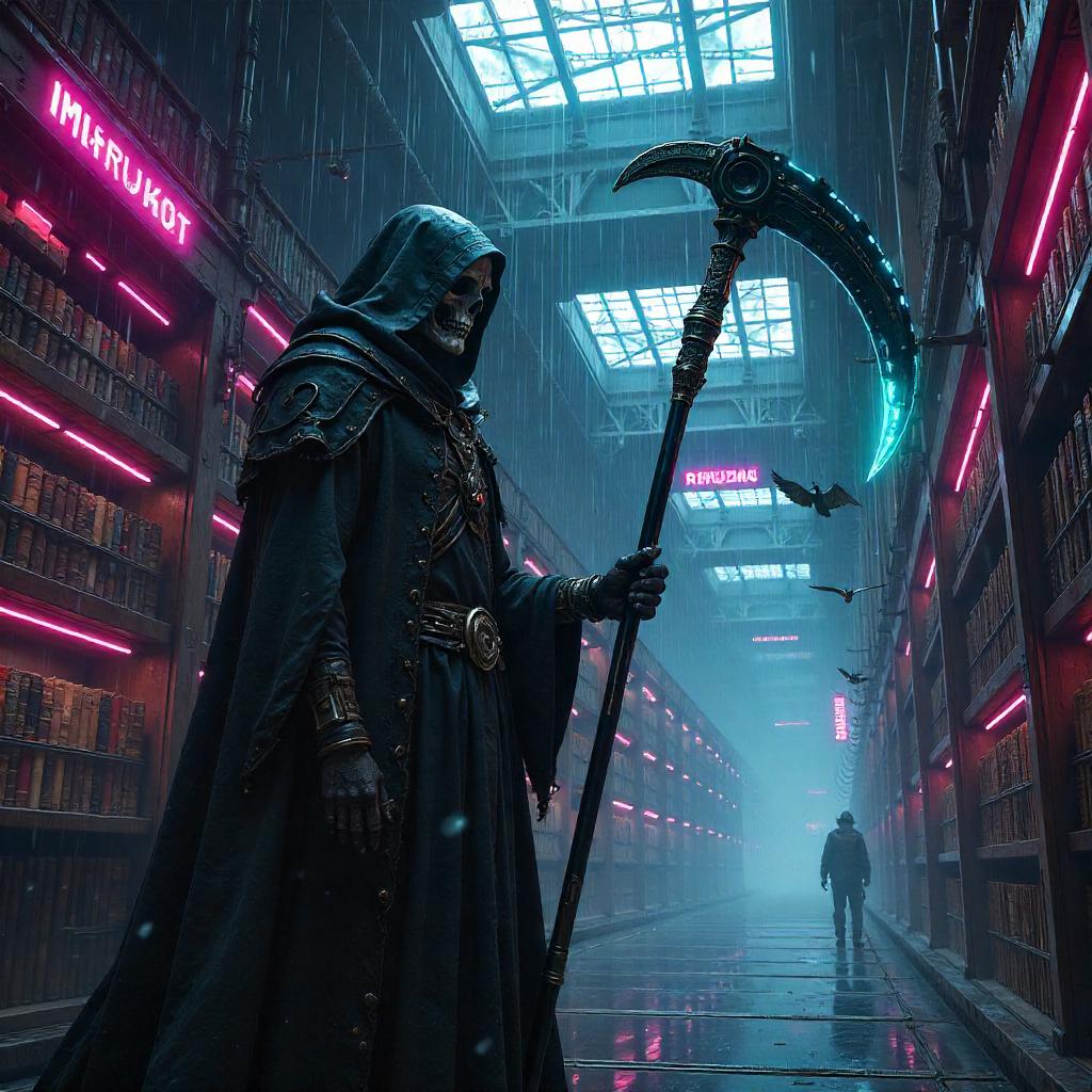 Neon Reaper in the Cyber Library
