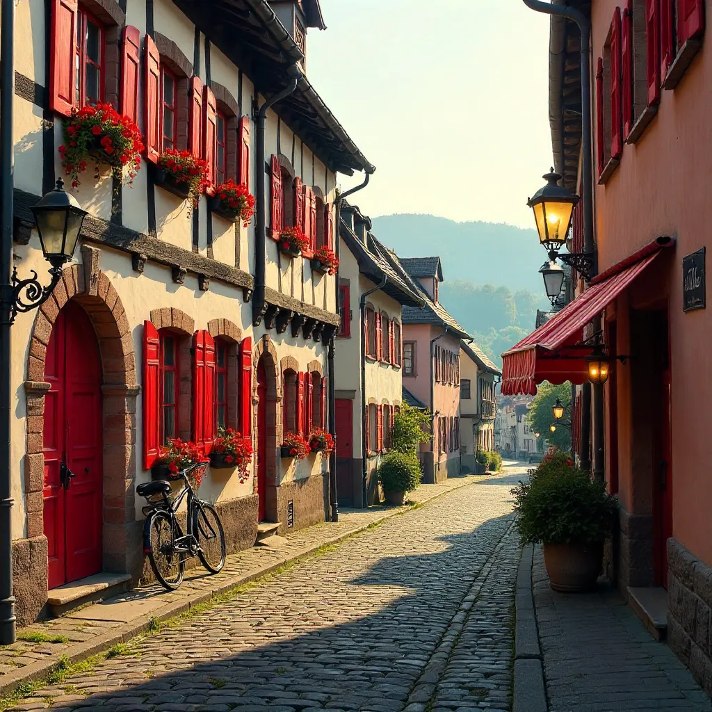 Captivating Heidelberg Street with Red Accents