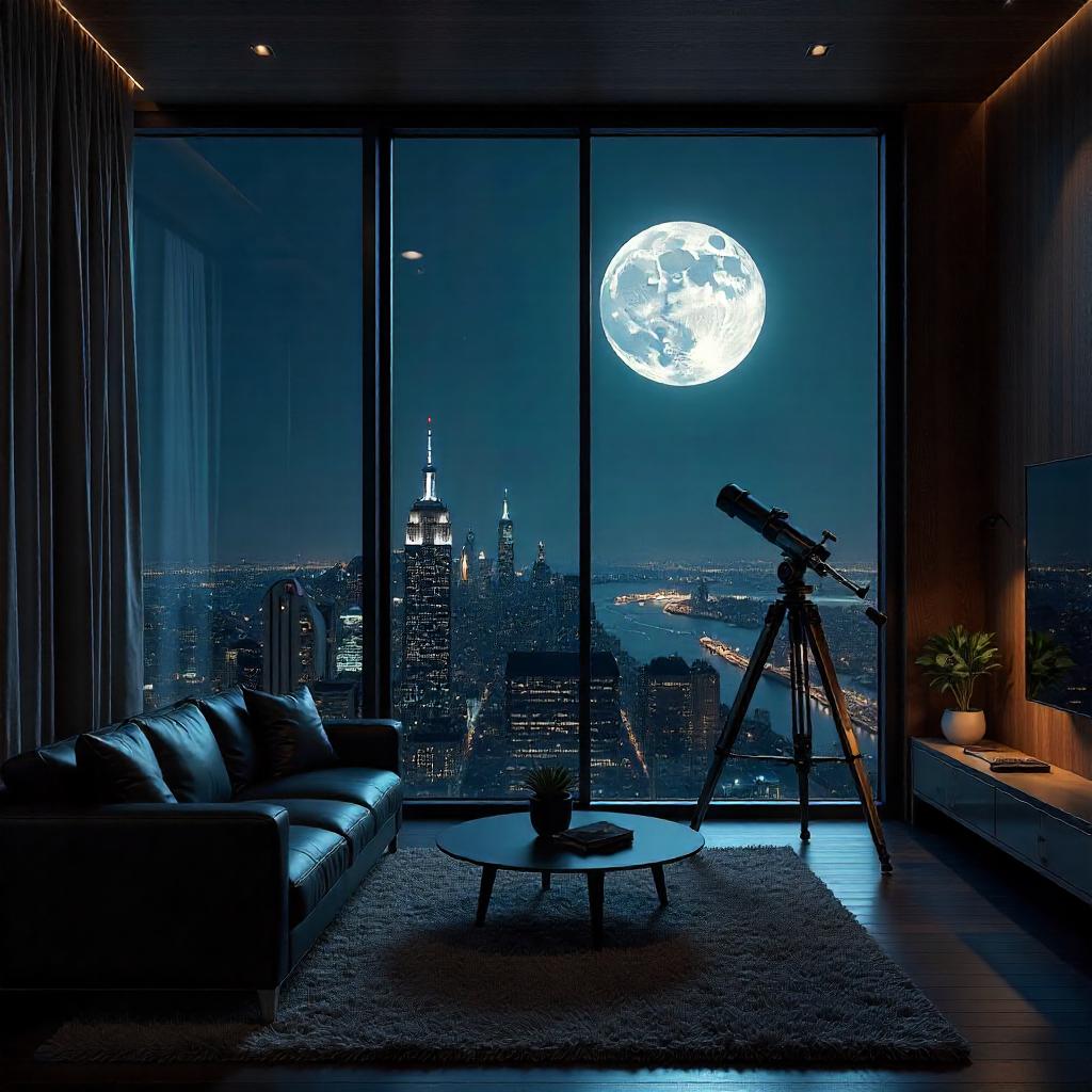 Moonlit Penthouse Living Room