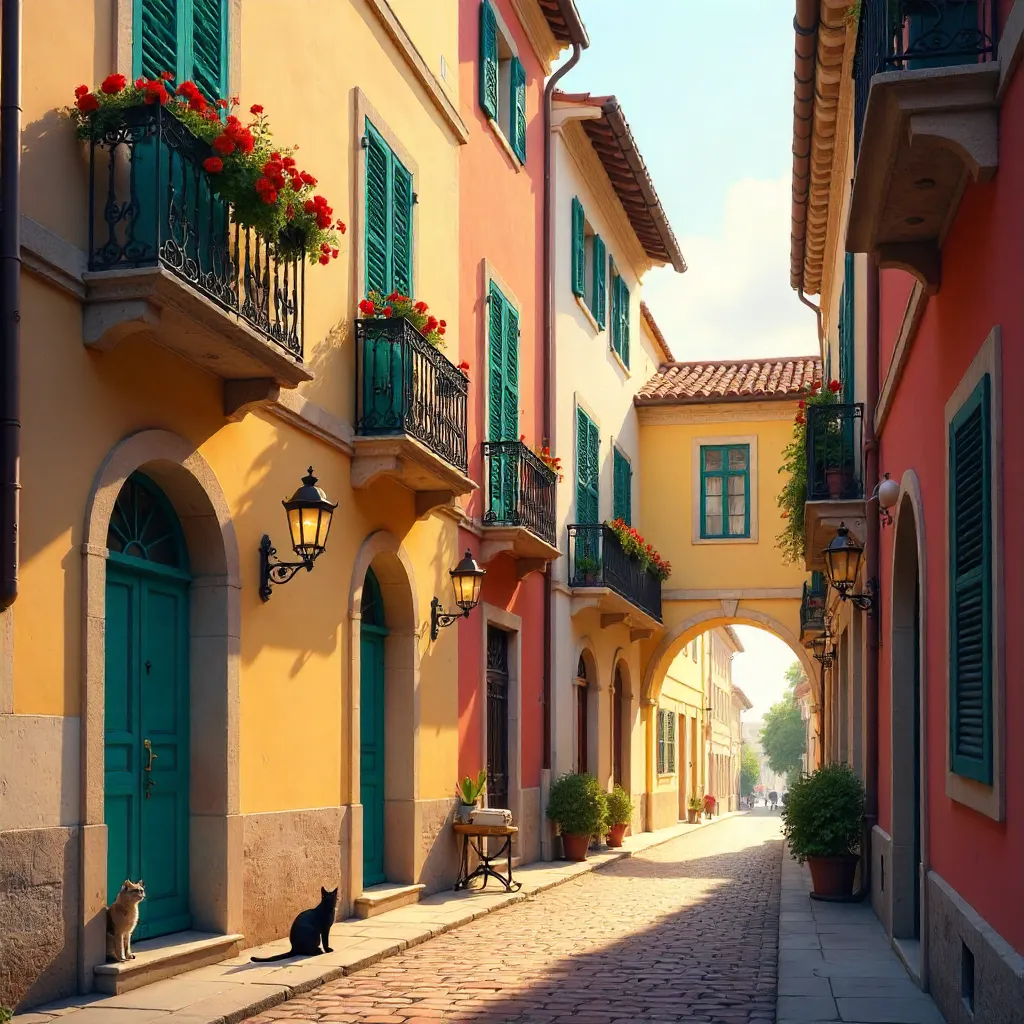 Peaceful Alley with Vibrant Historic Facades