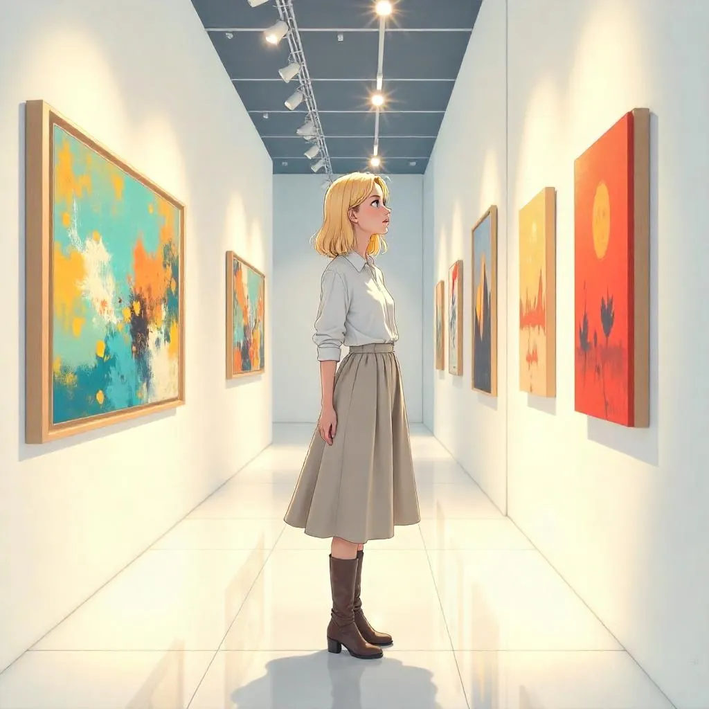 Anime Style Woman in a Contemporary Art Gallery
