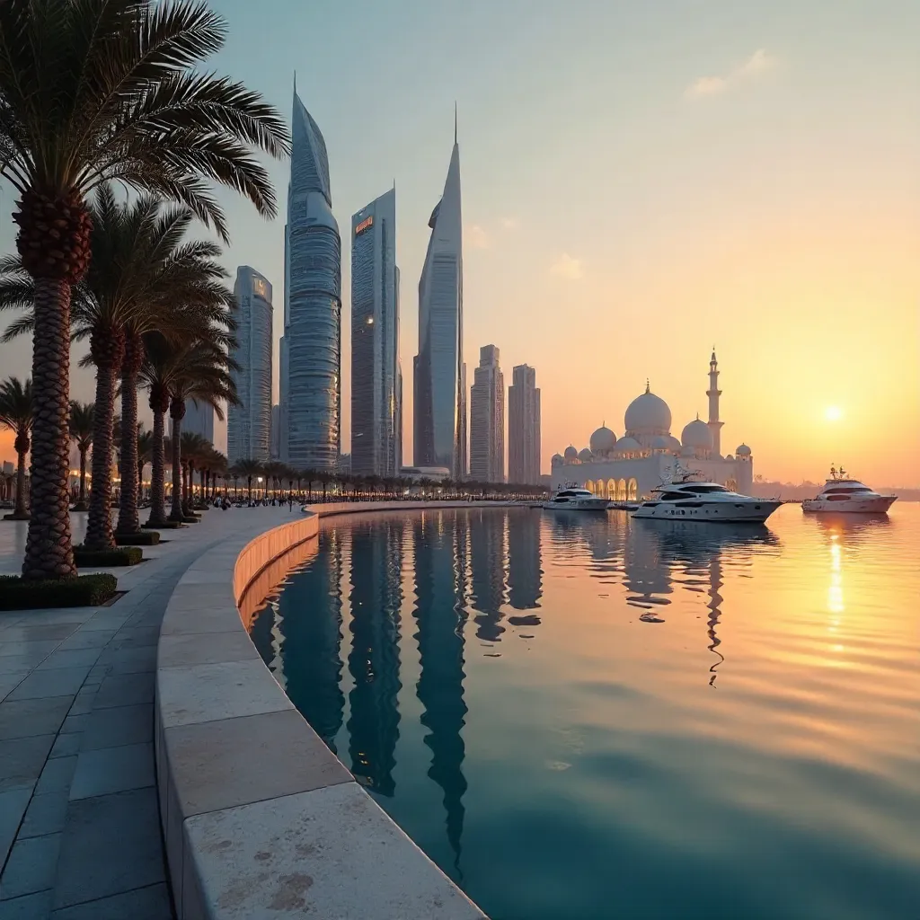 Golden Reflections over Abu Dhabi Skyline