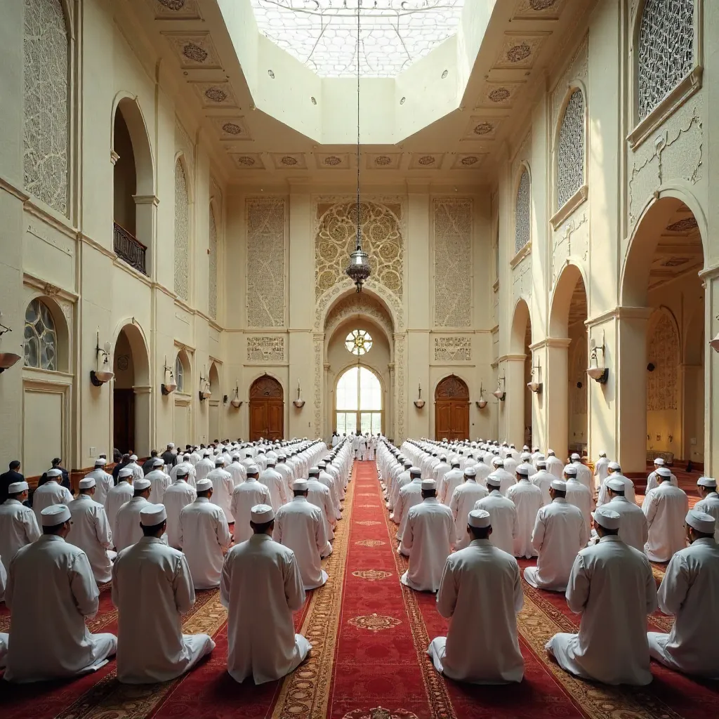Group Prayer in a Modern Geometric Indonesian Mosque