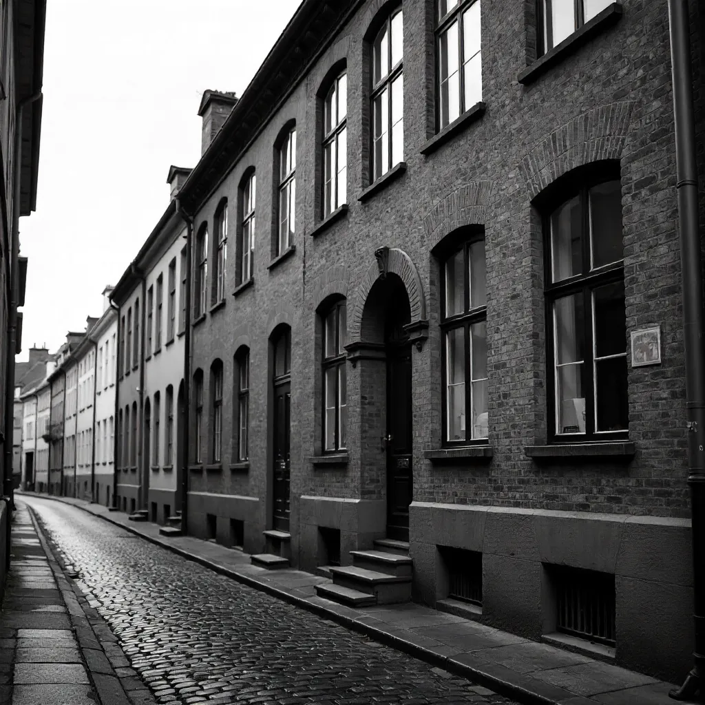 Monochrome Copenhagen Facade on a Narrow Street