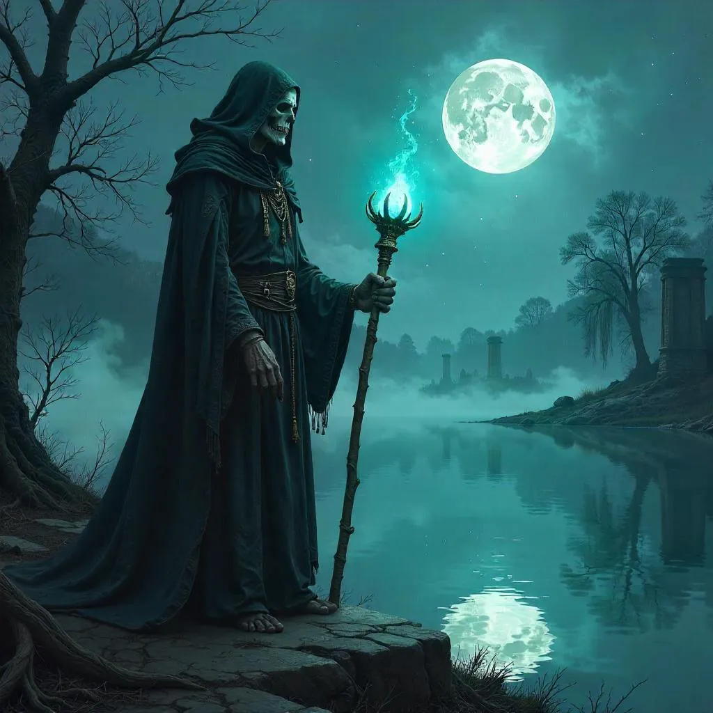 Lich by the Moonlit Lake: Dark Concept Art