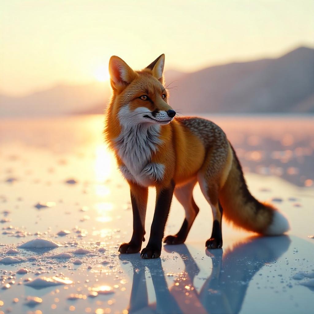 Fox in a Vast Salt Flat - 3D Render