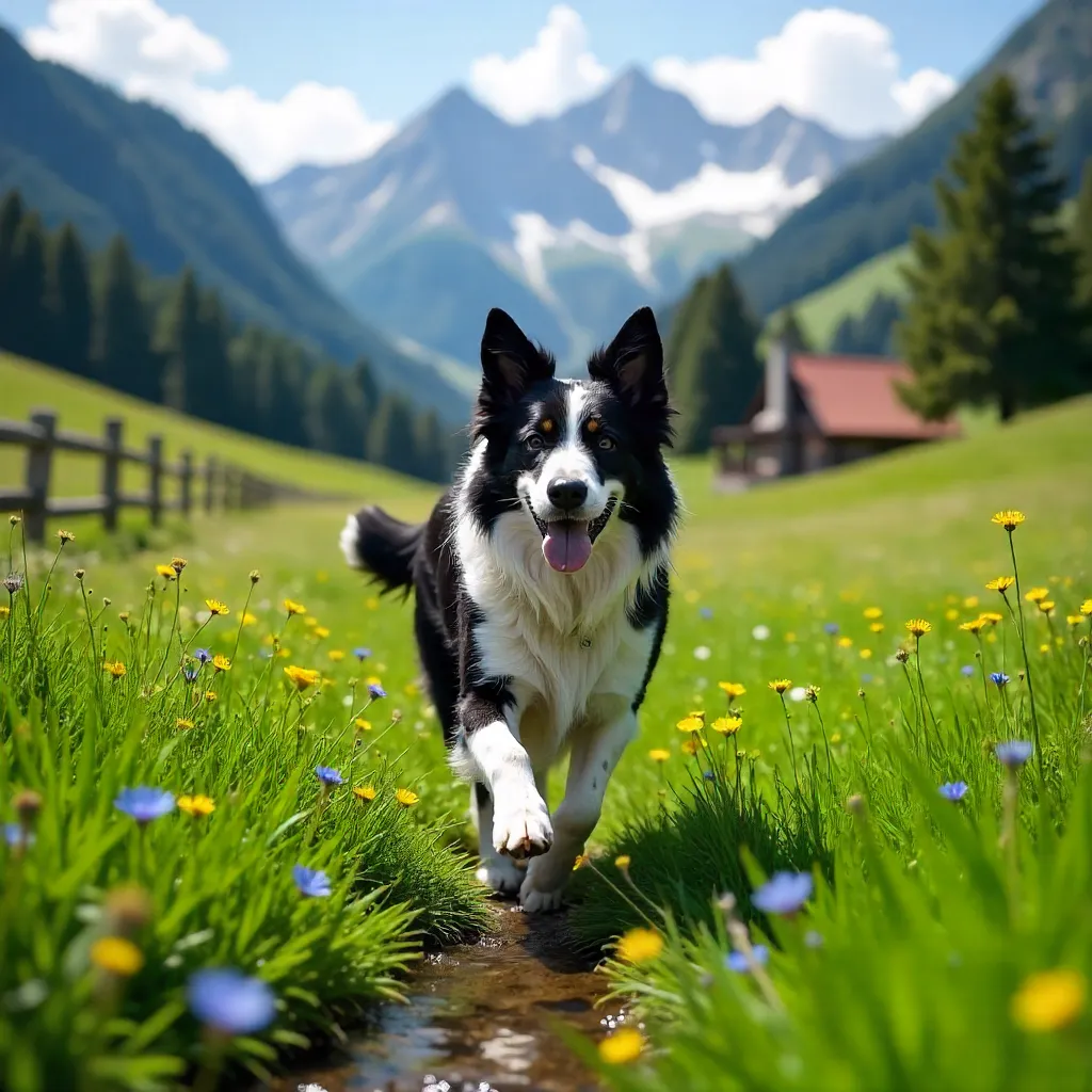 Border Collie Revels in Poprad’s Scenic Day