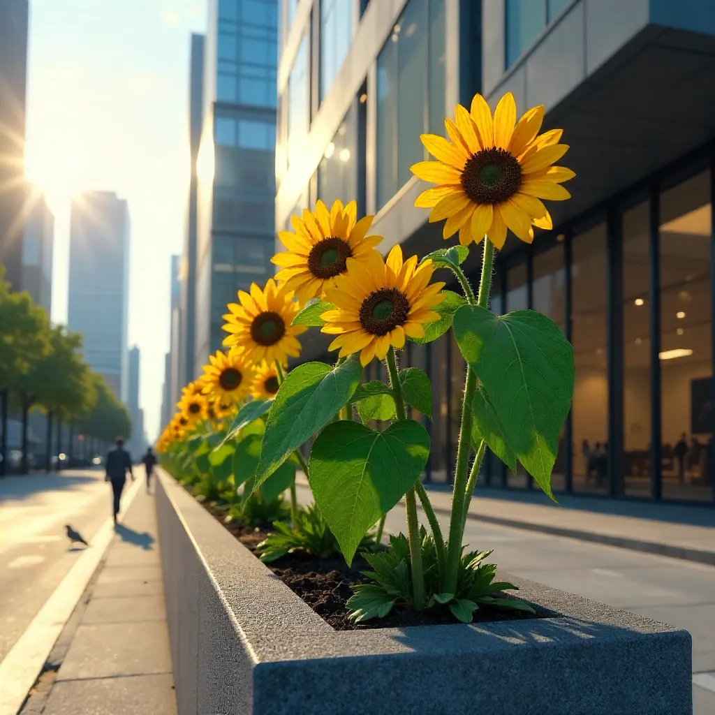 Sunflowers Against the City: Nature Meets Architecture