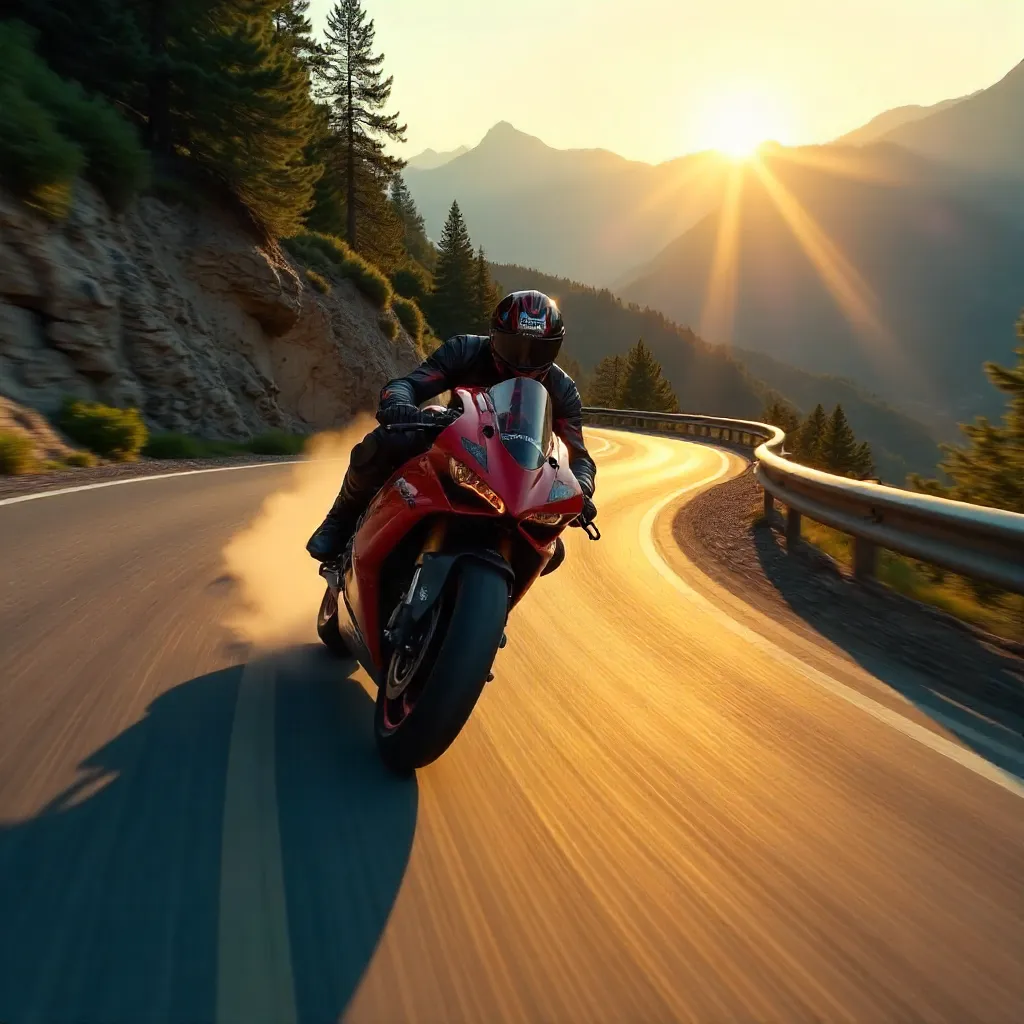 Panning Rush: Motorcycle on a Winding Road