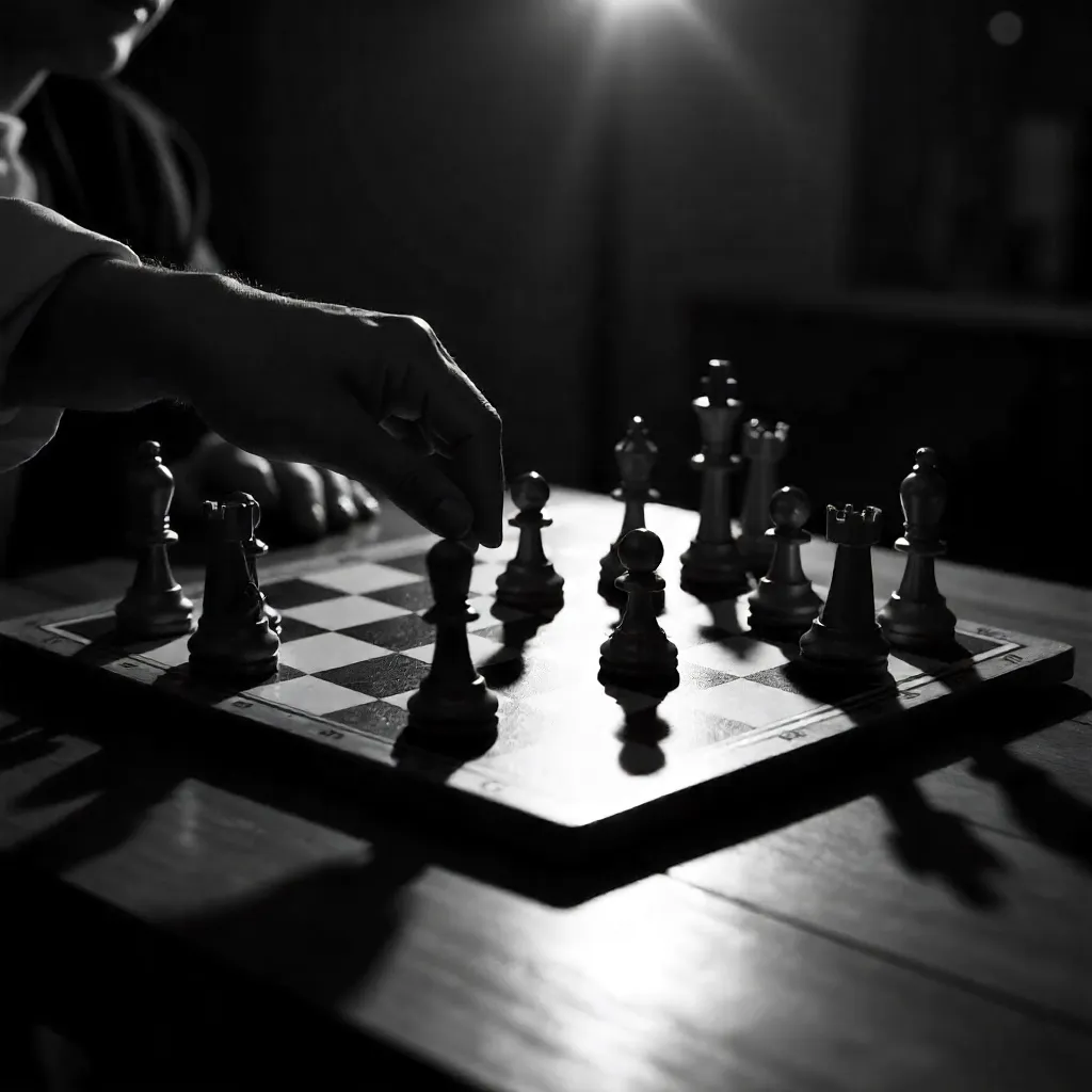 High-Contrast Noir Chess: Strategy in Focus